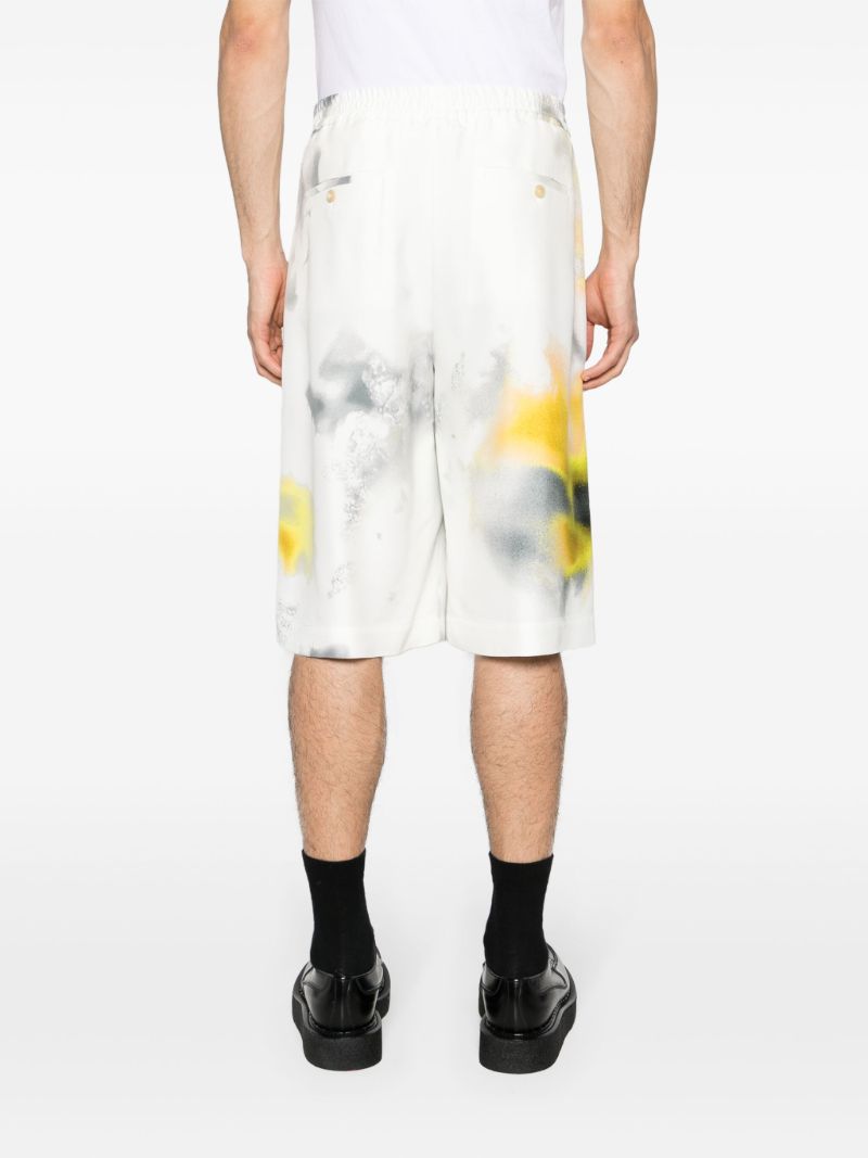 Grey Obscured Flower Bermuda Shorts