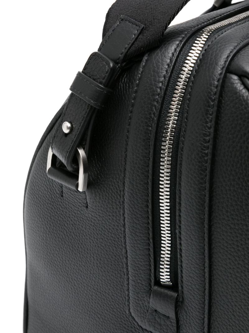 Black Gancini-embossed Leather Duffle Bag
