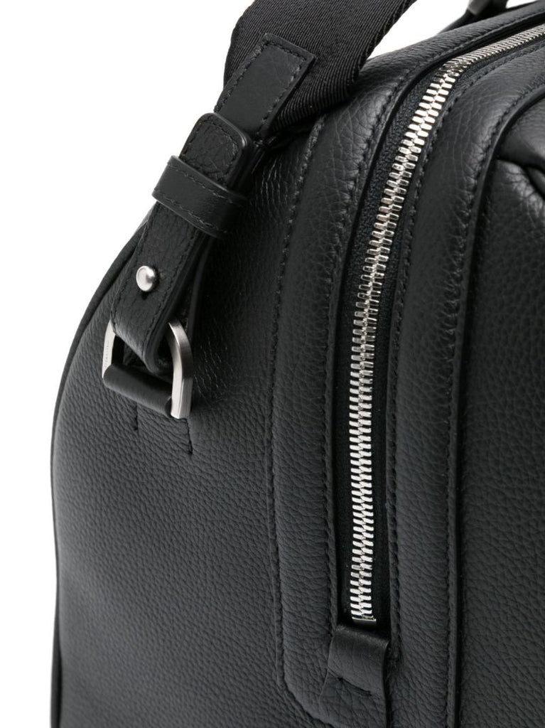 Black Gancini-embossed Leather Duffle Bag