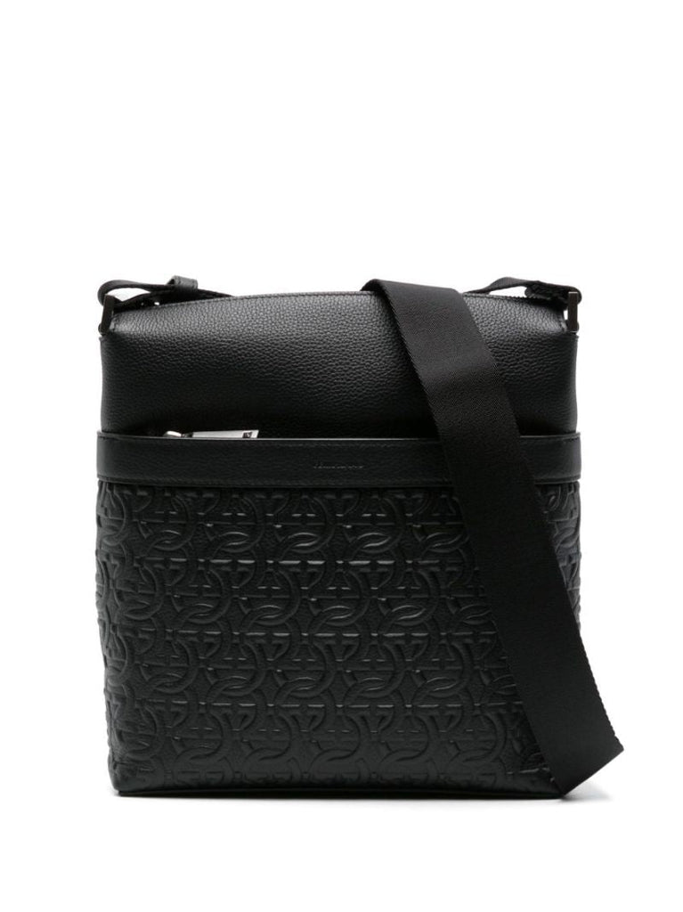 Black Gancini-embossed Cross Body Bag