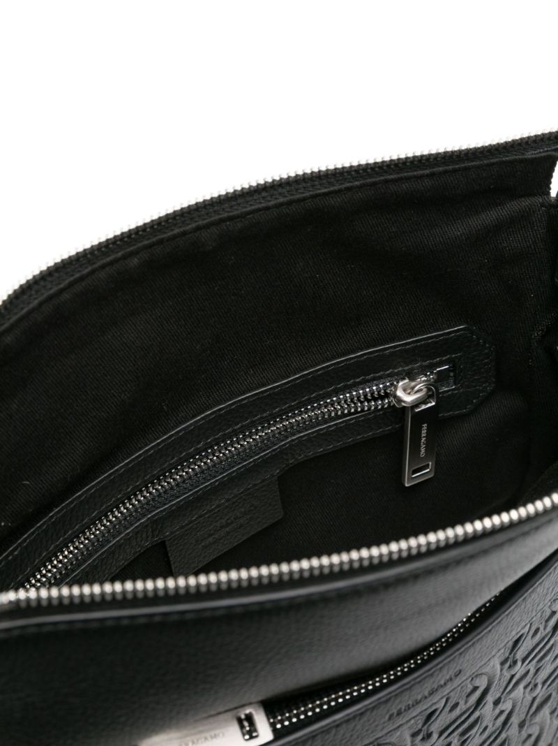 Black Gancini-embossed Cross Body Bag