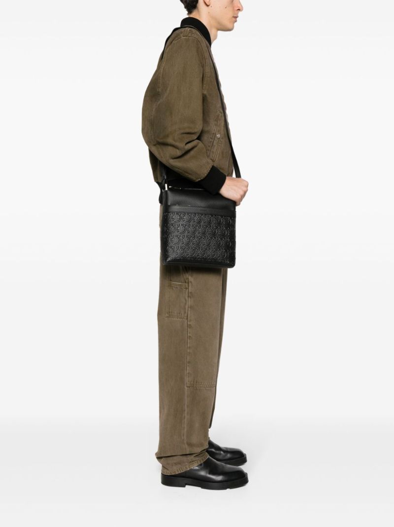 Black Gancini-embossed Cross Body Bag