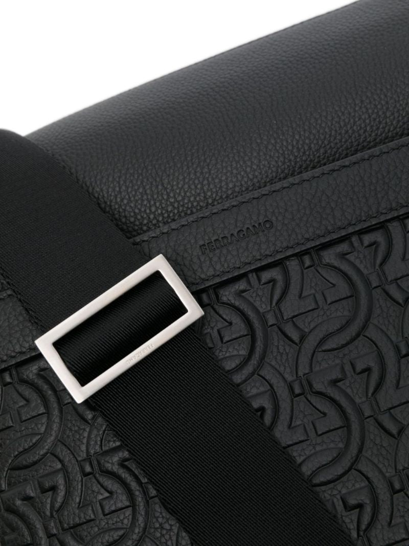Black Gancini-embossed Cross Body Bag