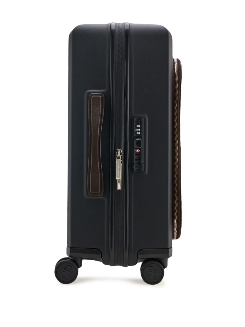 Brown Gancini Embossed Leather Suitcase