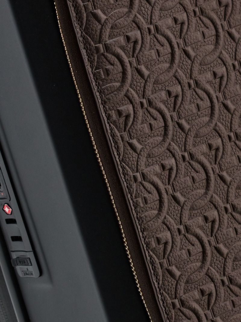 Brown Gancini Embossed Leather Suitcase