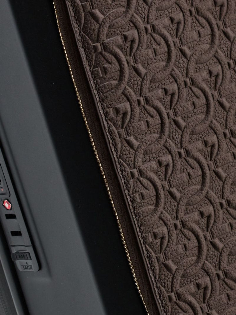 Brown Gancini Embossed Leather Suitcase
