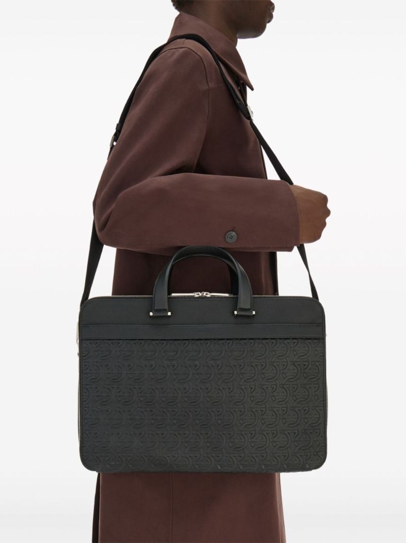 Black Gancini Leather Briefcase