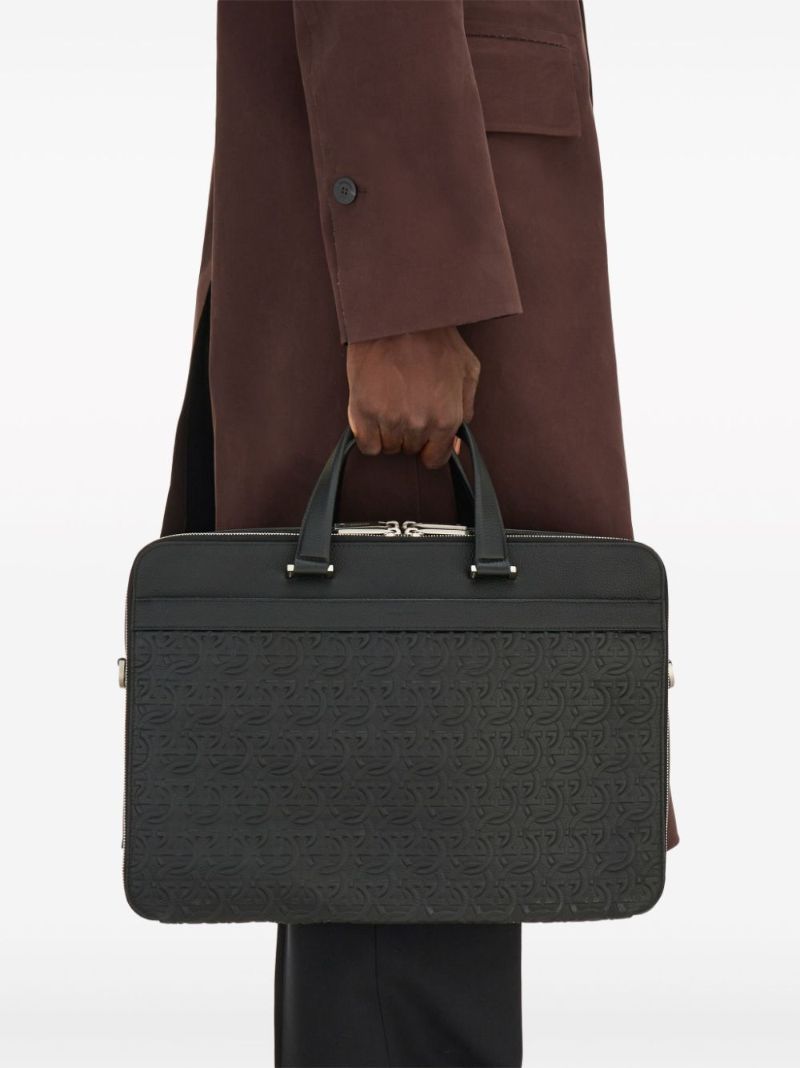 Black Gancini Leather Briefcase