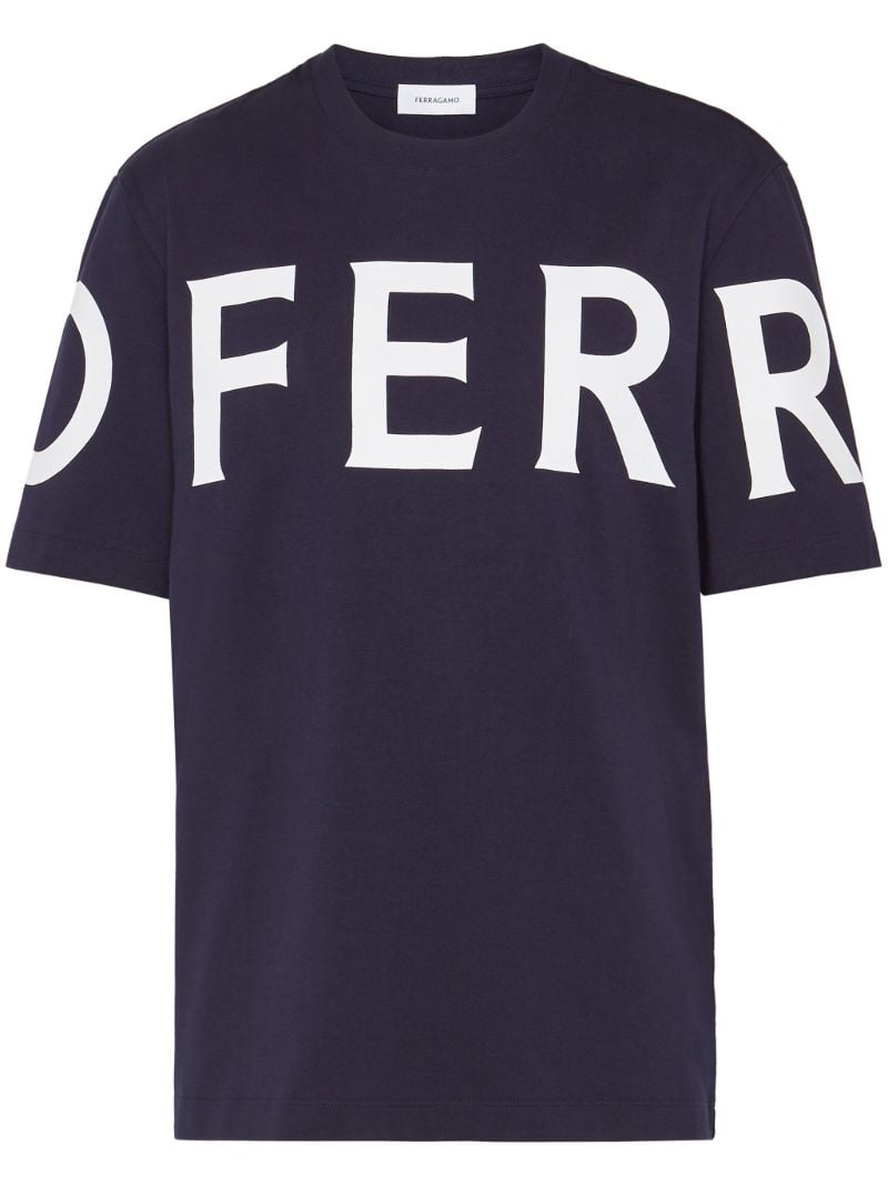 Blue Logo-print Cotton T-shirt