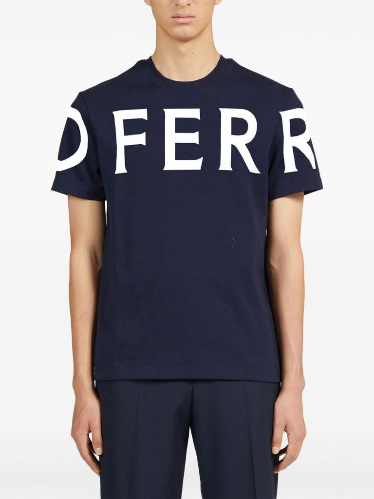 Blue Logo-print Cotton T-shirt