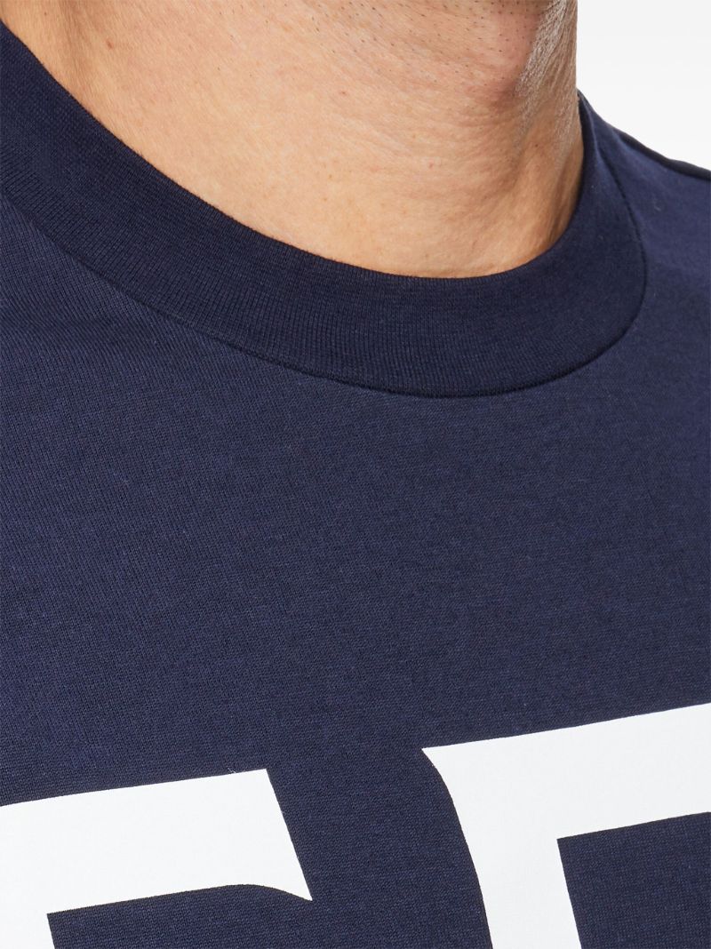 Blue Logo-print Cotton T-shirt
