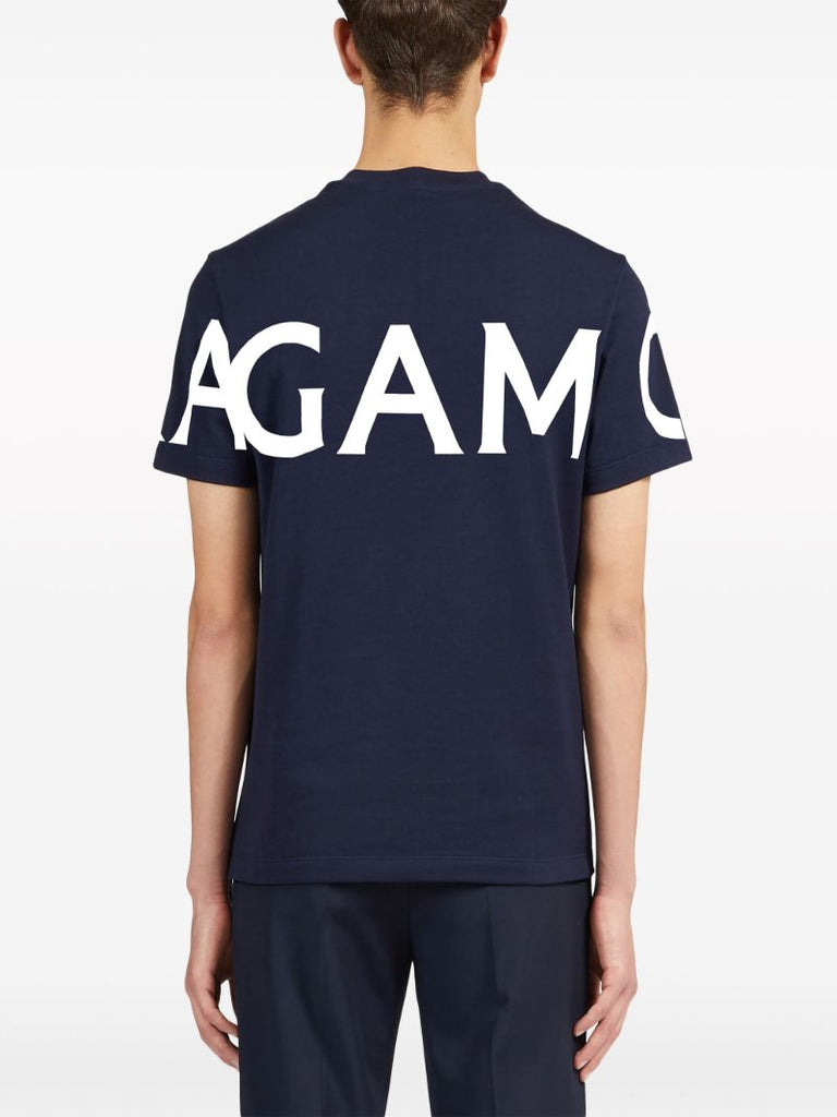 Blue Logo-print Cotton T-shirt