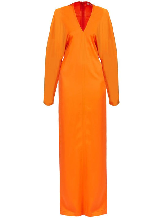 Orange V-neck Maxi Dress