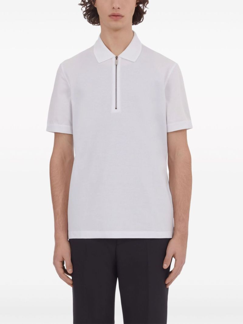 White Short-sleeve Cotton Polo Shirt