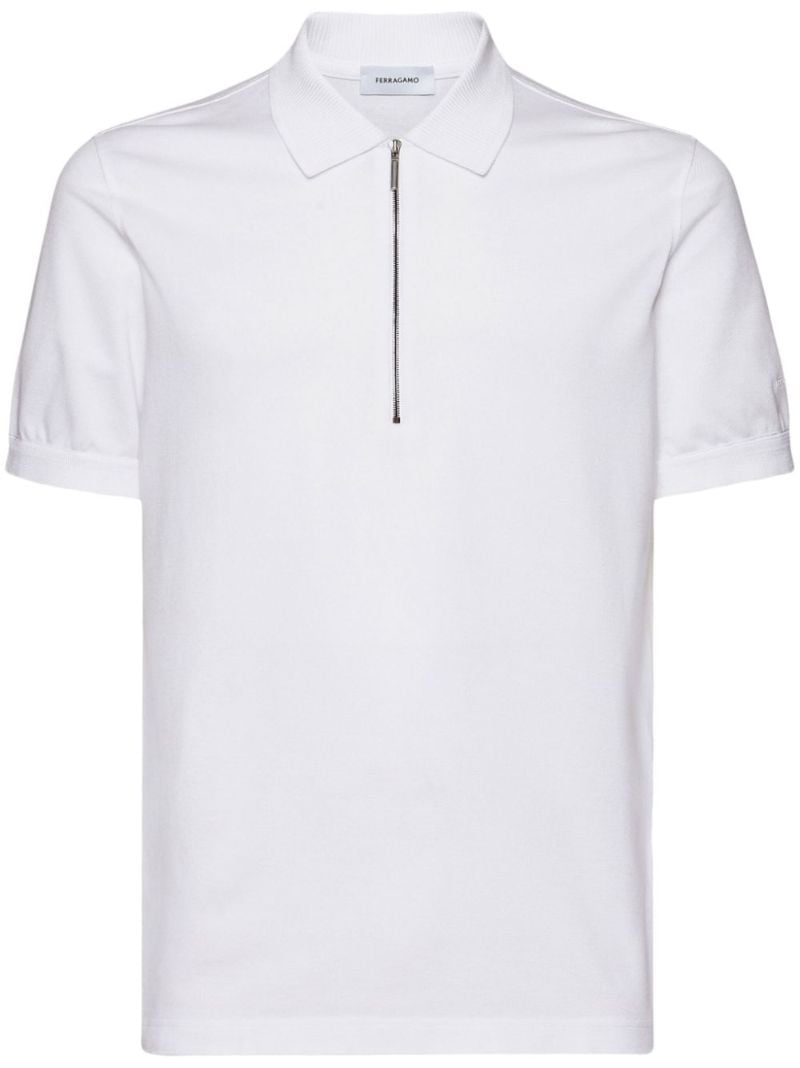 White Short-sleeve Cotton Polo Shirt