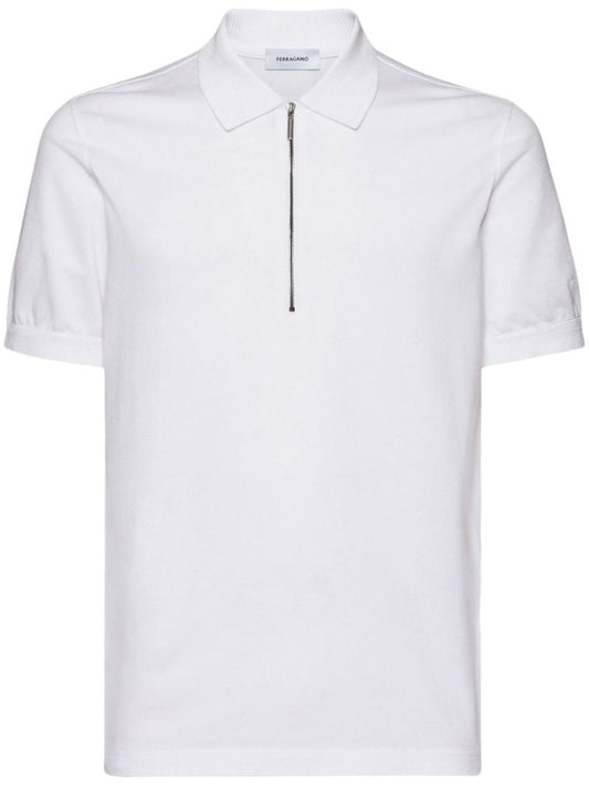 White Short-sleeve Cotton Polo Shirt