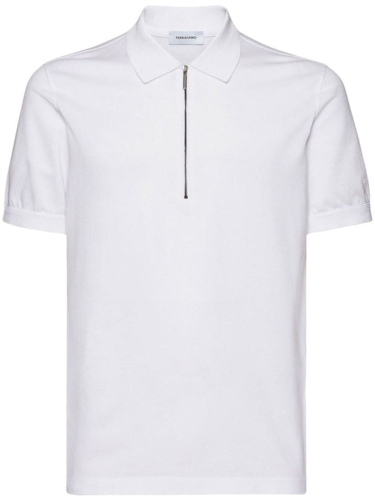 White Short-sleeve Cotton Polo Shirt