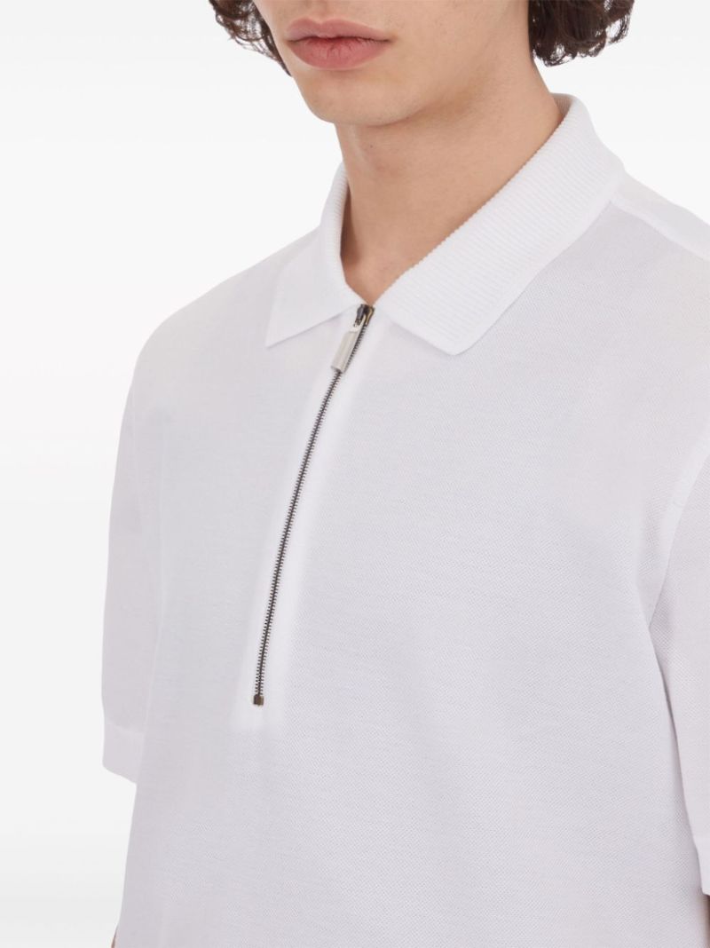 White Short-sleeve Cotton Polo Shirt