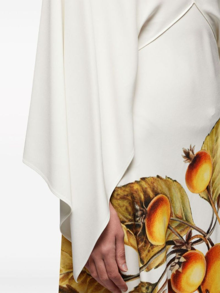White Botanical-print Cady Dress