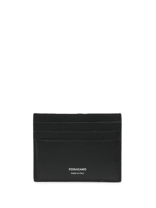 Black Logo-stamp Leather Card Holder