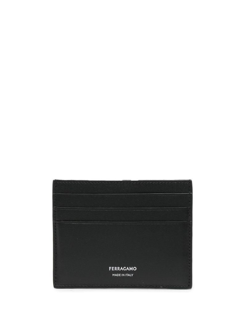 Black Logo-stamp Leather Card Holder