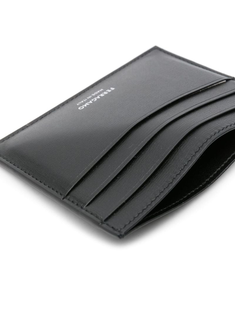 Black Logo-stamp Leather Card Holder