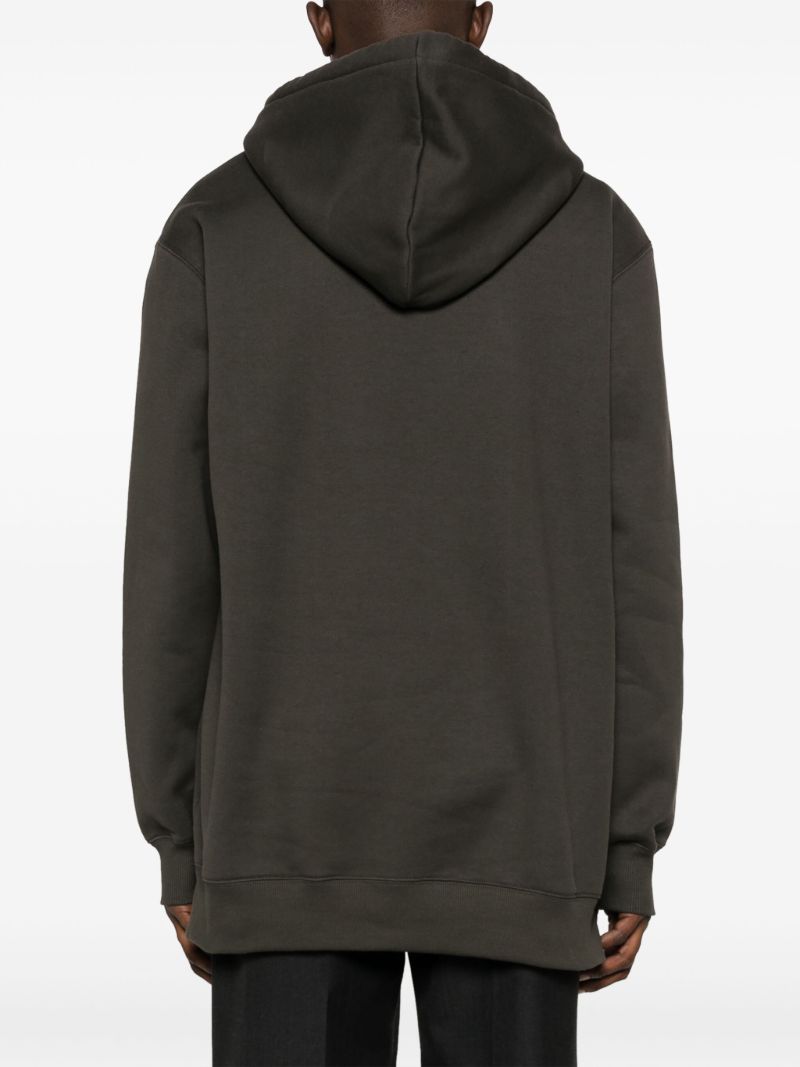 Grey Logo-embroidered Cotton Hoodie