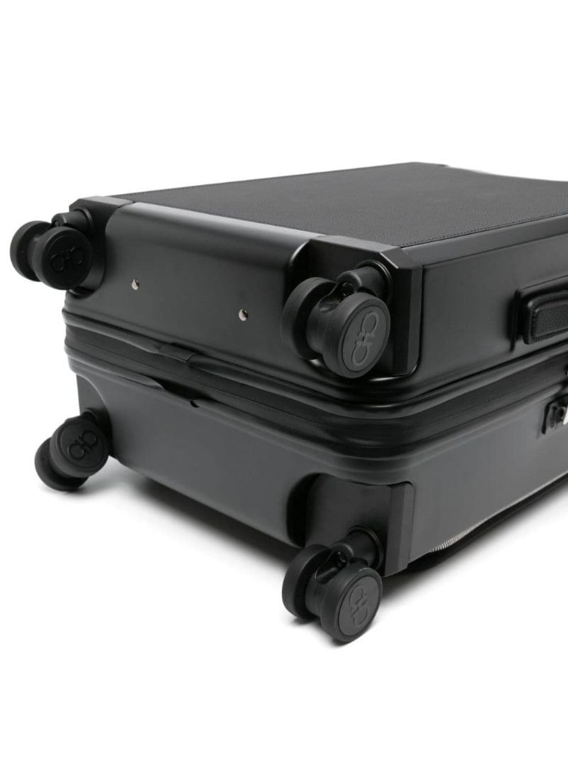 Black Gancini Embossed Leather Suitcase