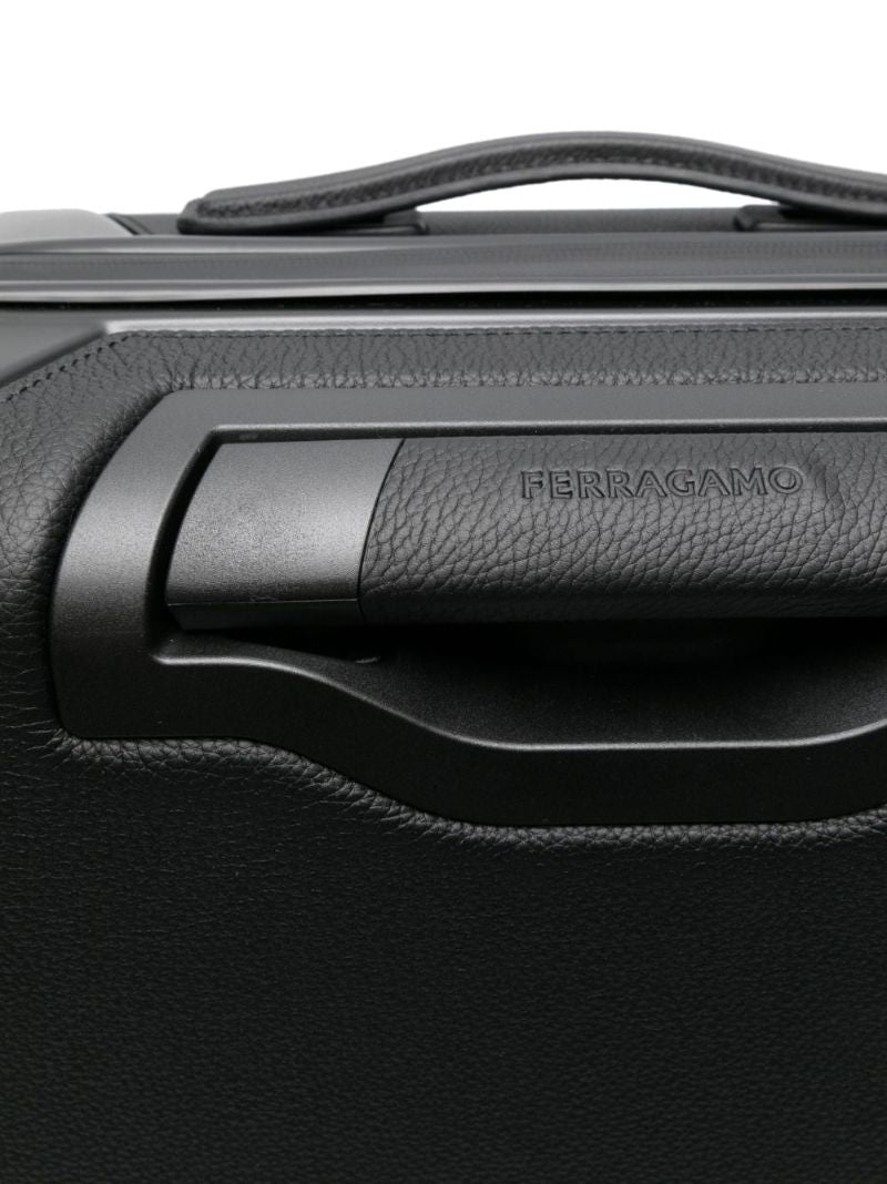 Black Gancini Embossed Leather Suitcase