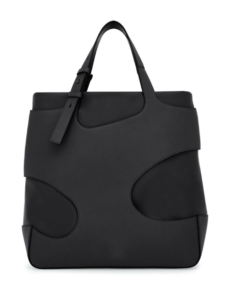 Black Cut-out Leather Tote Bag