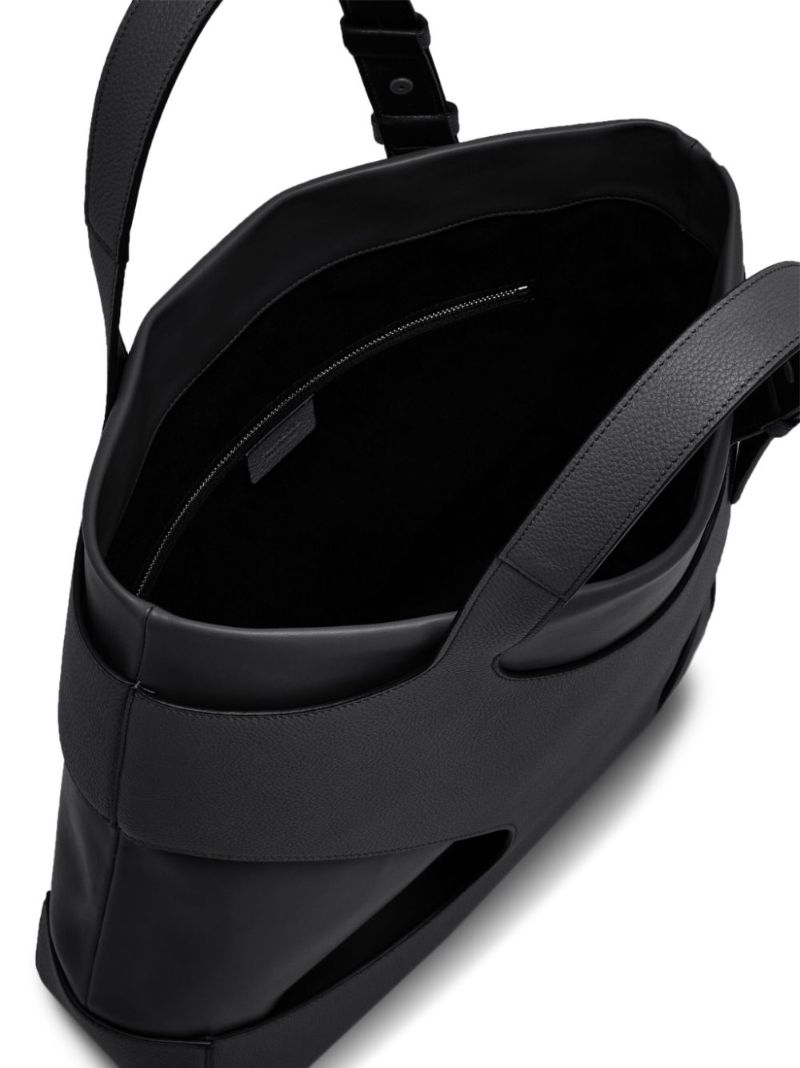 Black Cut-out Leather Tote Bag
