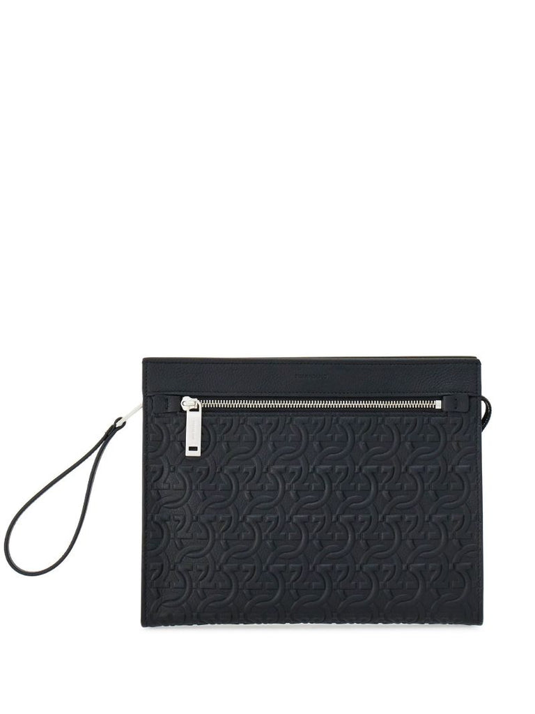 Black Gancini Leather Clutch Bag