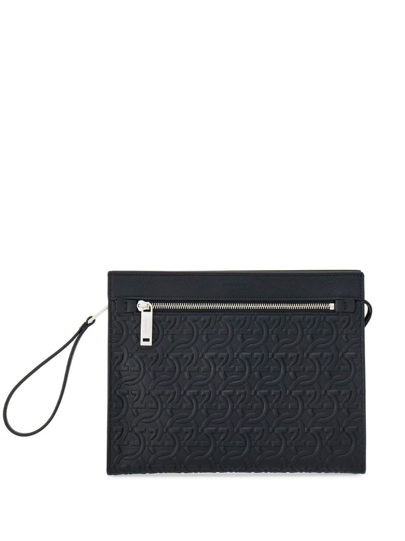 Black Gancini Leather Clutch Bag