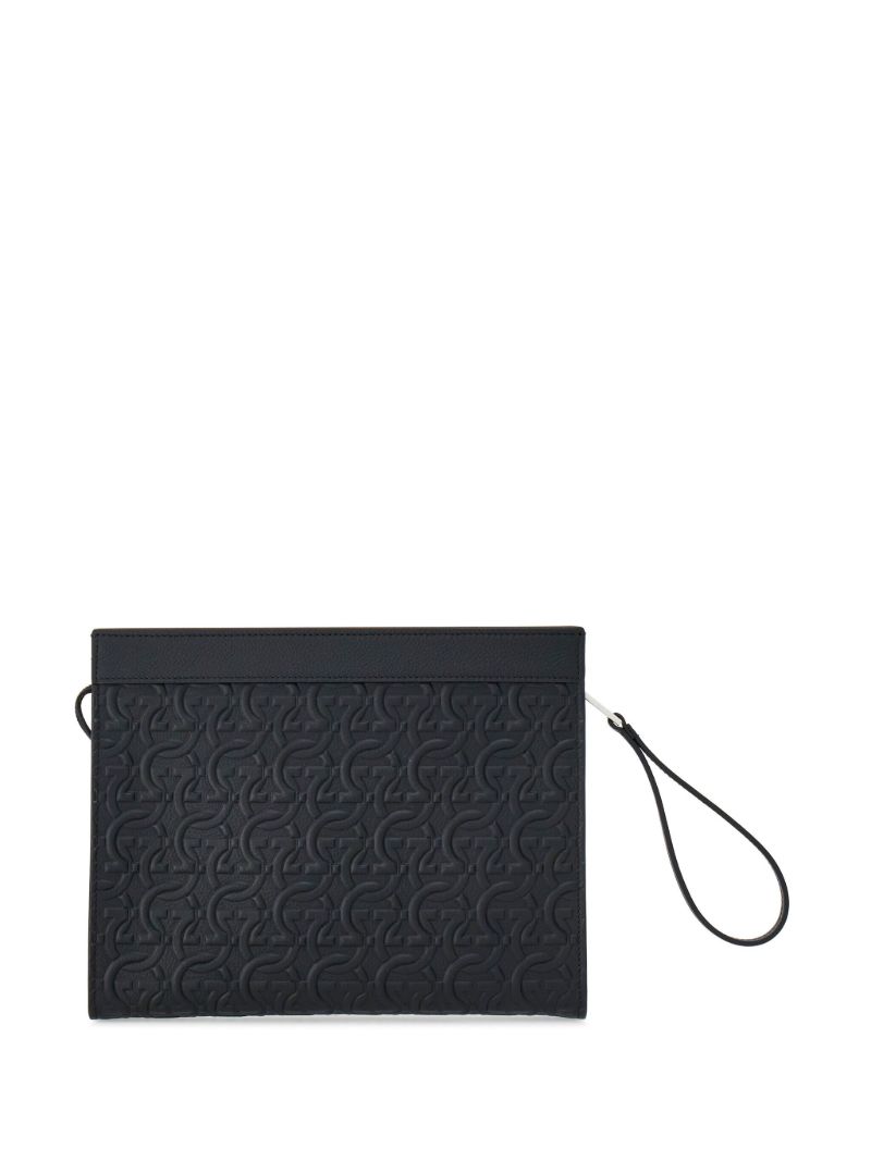 Black Gancini Leather Clutch Bag