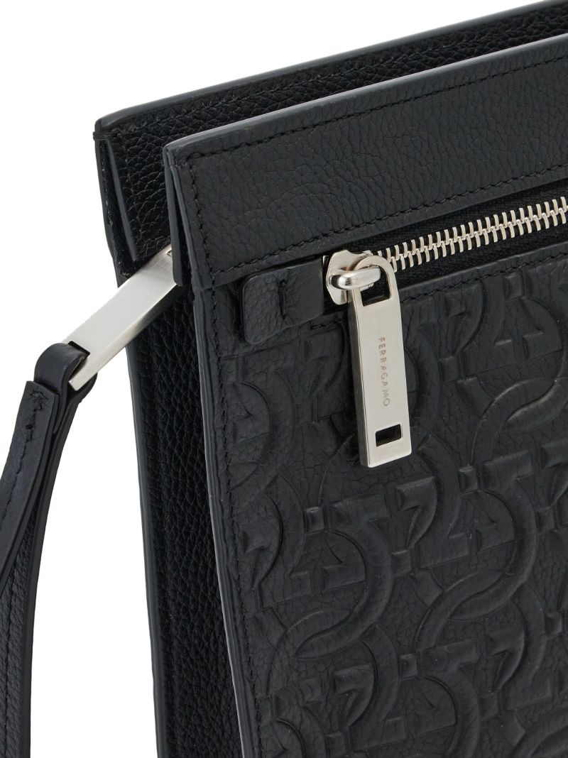 Black Gancini Leather Clutch Bag