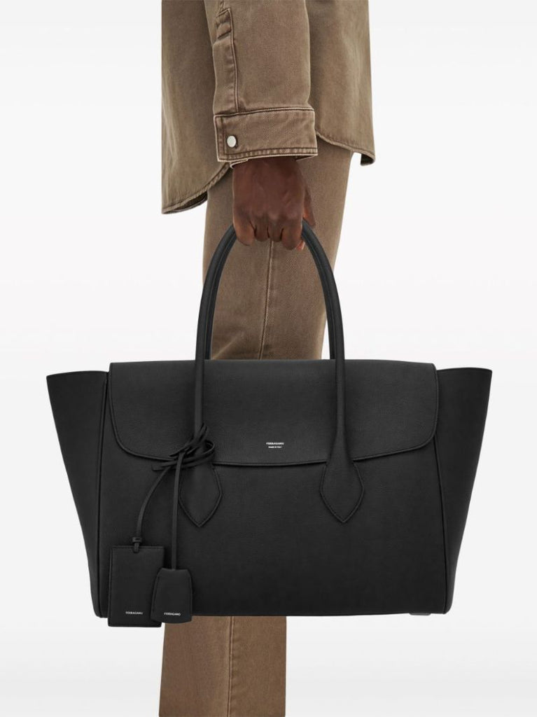 Black East-west Leather Tote Bag