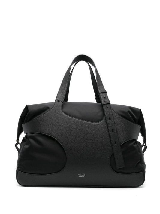 Black Cut-out Leather Holdall
