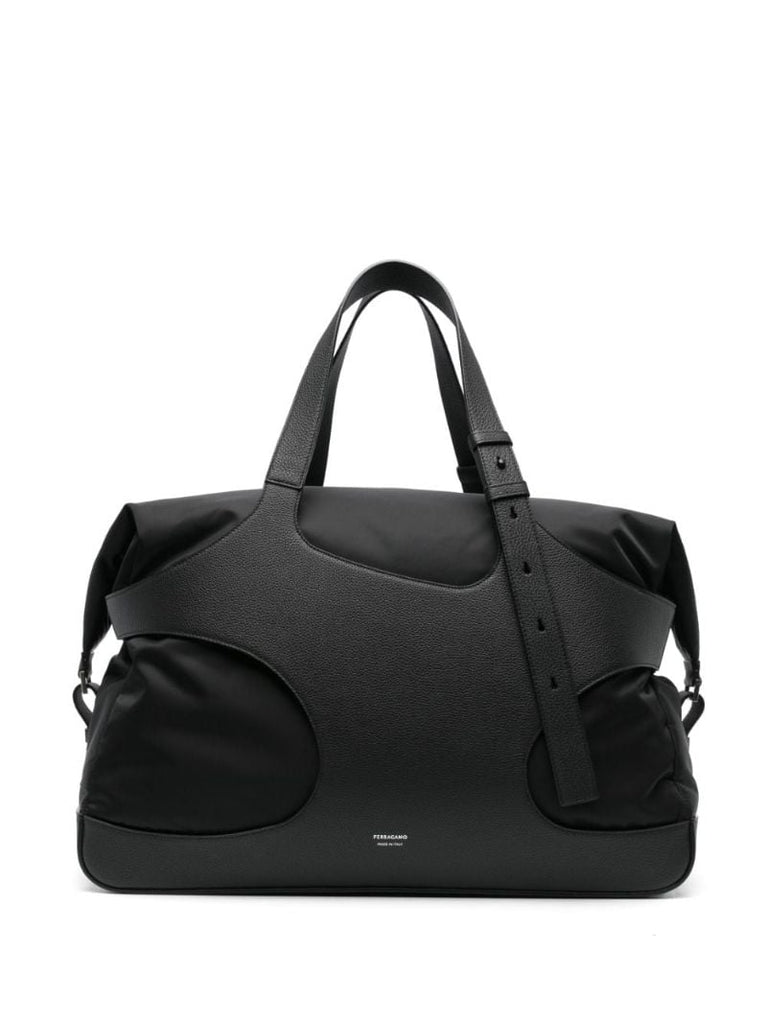 Black Cut-out Leather Holdall