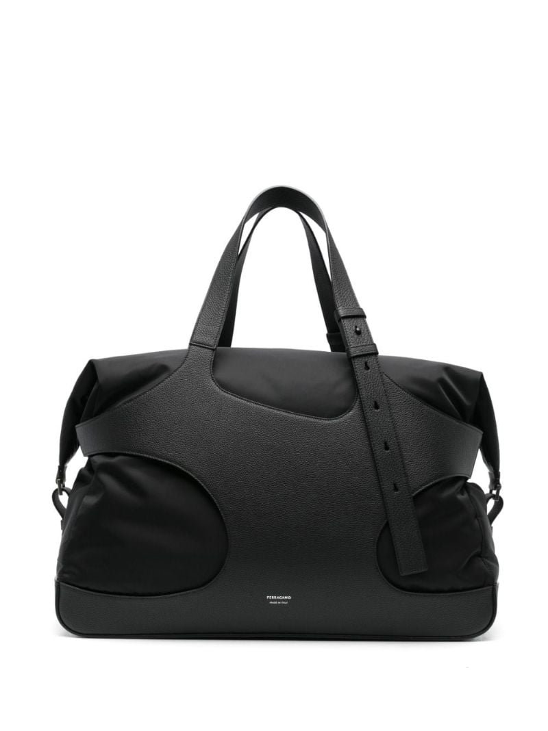 Black Cut-out Leather Holdall