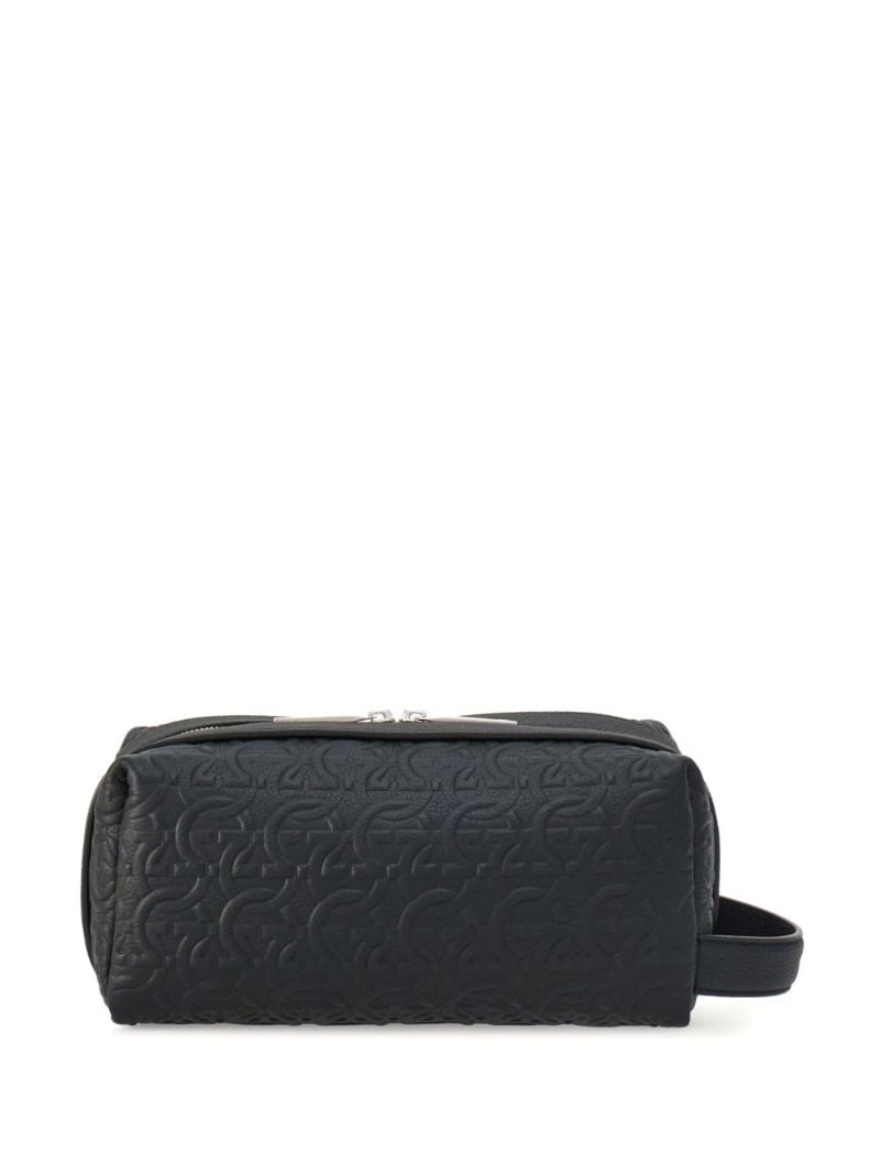 Black Monogram Embossed Leather Wash Bag