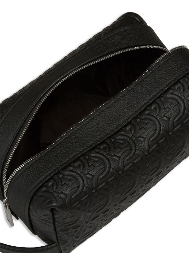 Black Monogram Embossed Leather Wash Bag