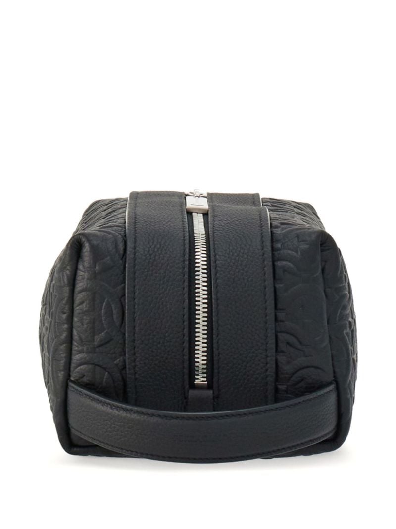 Black Monogram Embossed Leather Wash Bag