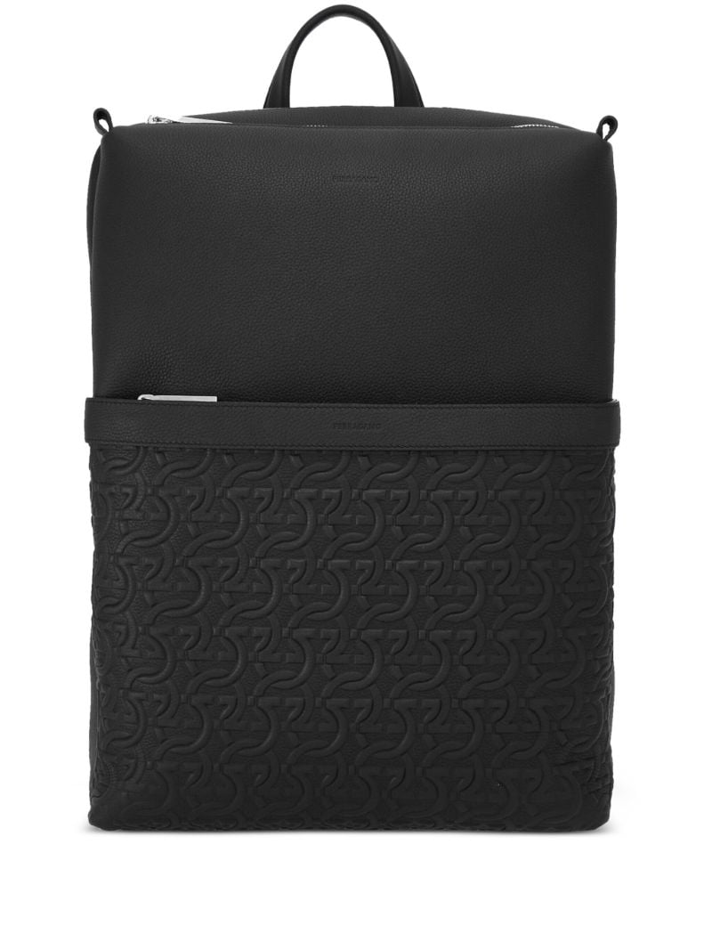 Black Gancini-embossed Leather Backpack