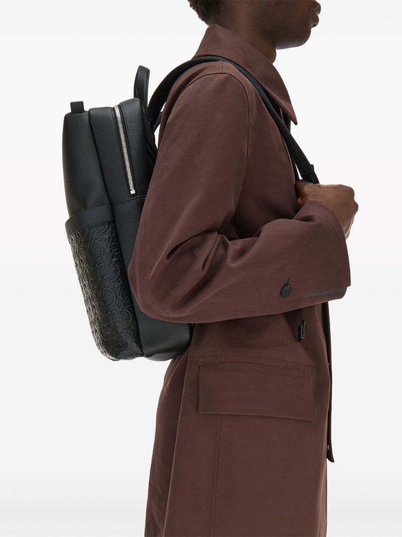 Black Gancini-embossed Leather Backpack