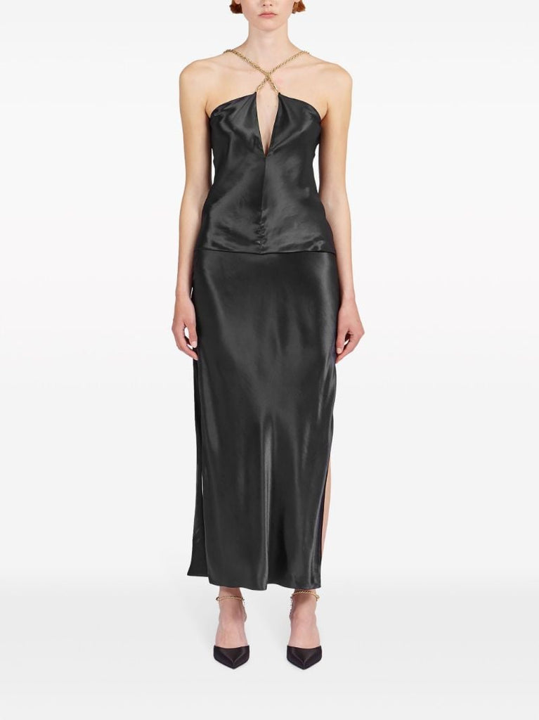 Black Satin Maxi Skirt