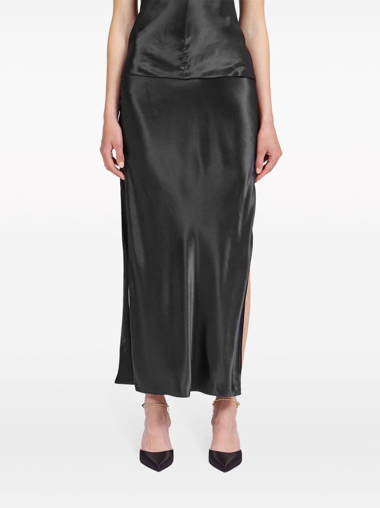 Black Satin Maxi Skirt