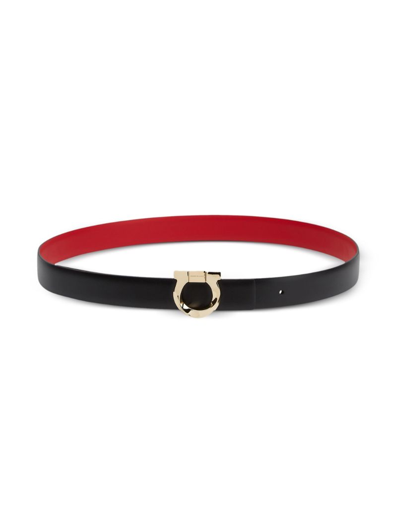 Black Gancini Reversible Leather Belt