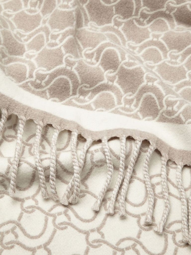 Neutral Patterned-jacquard Wool Poncho
