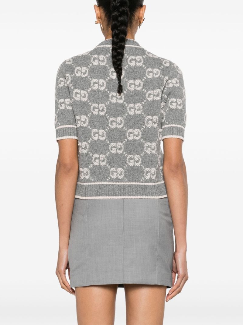 Grey Gg-jacquard Wool BouclÃ_x0083_Â© Top