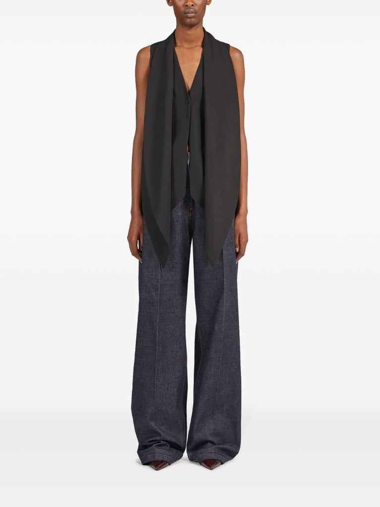 Black Sash Wool Waistcoat